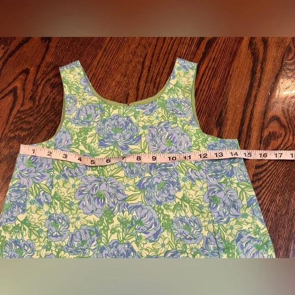 TOMMY BAHAMA~Girls Blue & Green Floral print Scalloped Shift Dress~Size 8~077 - Picture 14 of 15